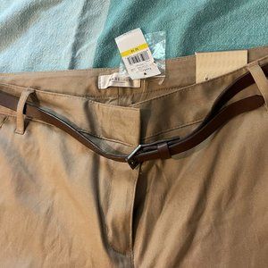 Van Heusen Beige Cropped Pants with Belt-NWT Size: 10
